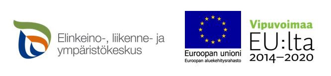 Ely-keskuksen tunnus, EU:n lippulogo ja Vipuvoimaa EU:lta.